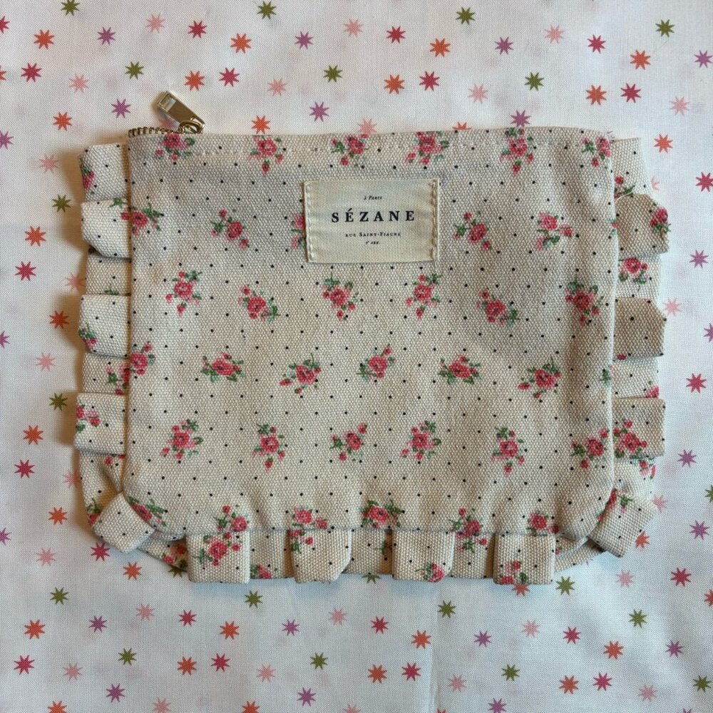 Sézane Canvas Makeup Bag Pouch, Ditsy Flower Print 🌷